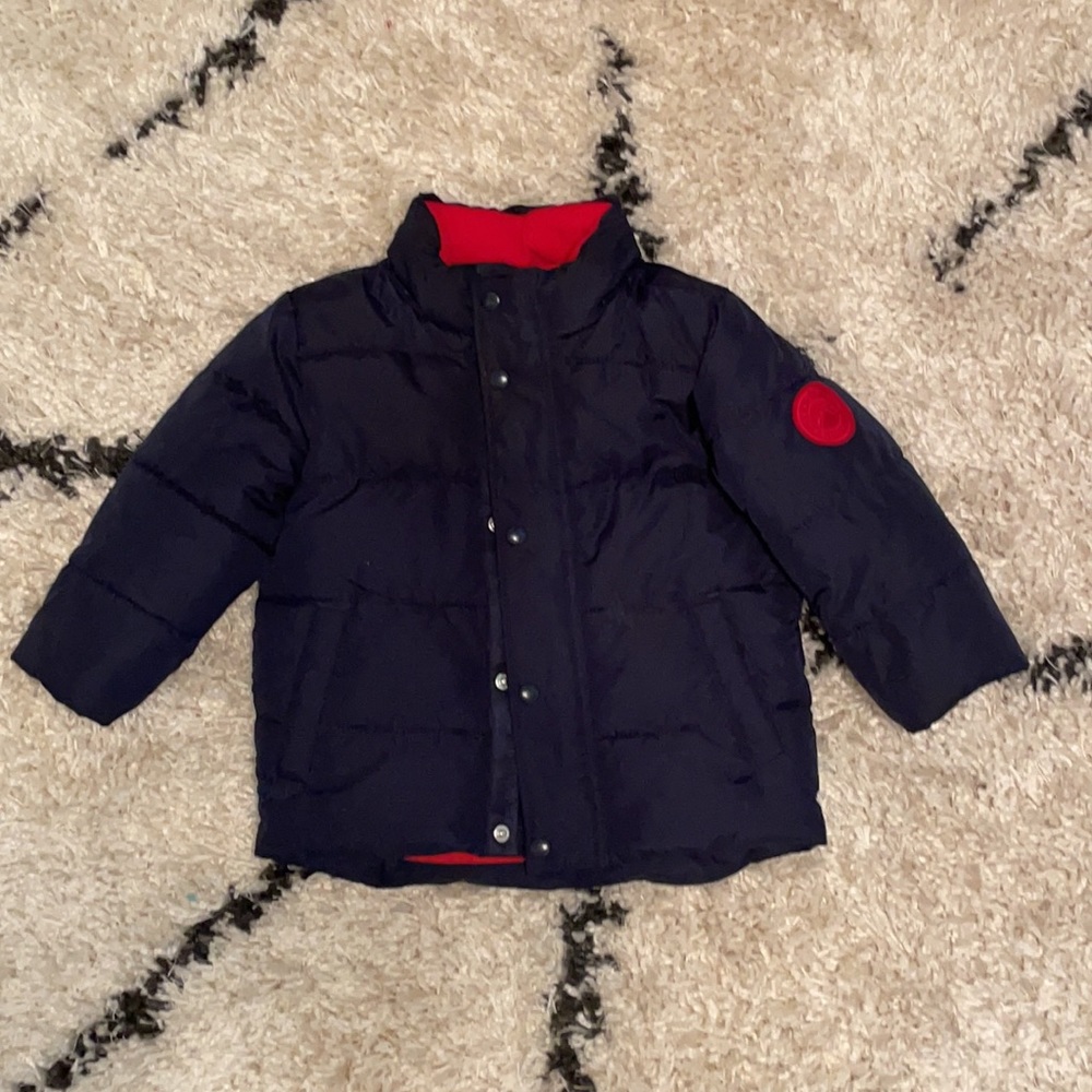 Navy Blue Gap Down Puffer detachable hood wrist cuffs